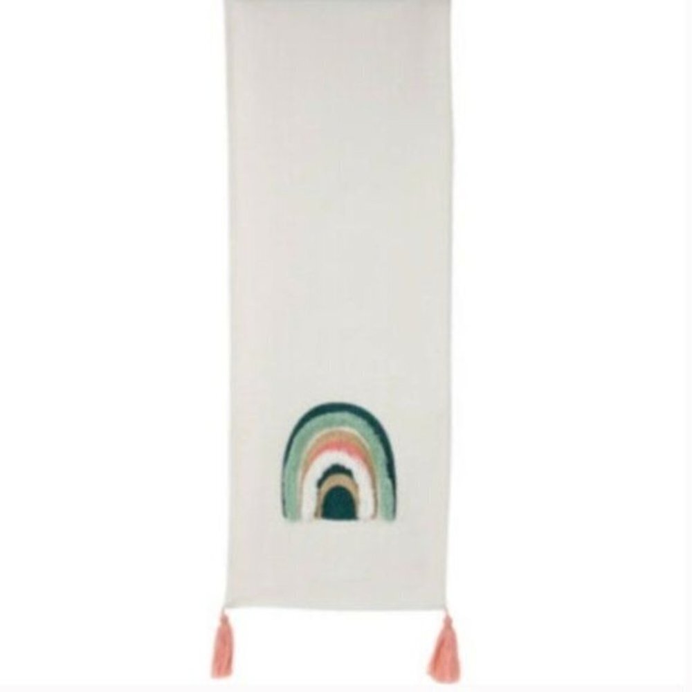 Spring Shop Table Runner Cream Rainbow Tassels